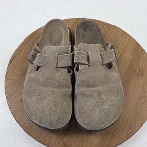 Betula Boston Clog Shoes Womens Size 6 EU 37 Beige Suede Slip On Comfort Mules